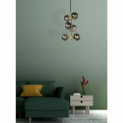 Luminaires Rustiques-Luminaires Lucide Suspension Lucide TYCHO Or, 6 lumières