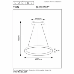 Luminaires Lucide Suspension Lucide VIDAL LED Blanc, 1 lumière* Suspensions