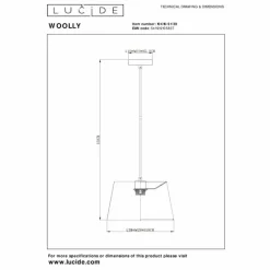 Lampes En Tissu-Luminaires Lucide Suspension Lucide WOOLLY Noir, 1 lumière