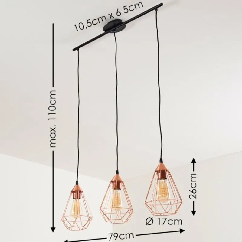 hofstein Suspension Lyssons Noir, 3 lumières