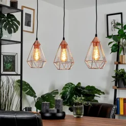 Lampes Vintages & Rétros-hofstein Suspension Lyssons Noir, 3 lumières
