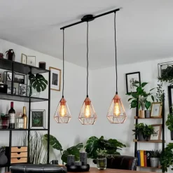 Lampes Vintages & Rétros-hofstein Suspension Lyssons Noir, 3 lumières