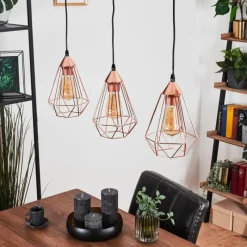Lampes Vintages & Rétros-hofstein Suspension Lyssons Noir, 3 lumières