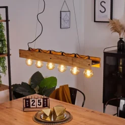 Style Boho-Chic-hofstein Suspension Maahui Écru, Noir, 6 lumières