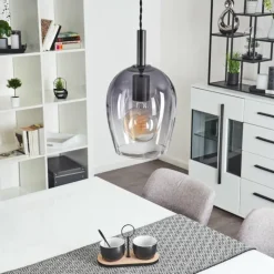 Suspension Verre Fumé-hofstein Suspension Magnano Noir, 1 lumière