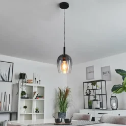 Suspension Verre Fumé-hofstein Suspension Magnano Noir, 1 lumière