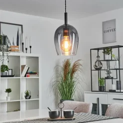 Suspension Verre Fumé-hofstein Suspension Magnano Noir, 1 lumière