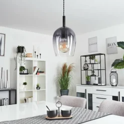 Suspension Verre Fumé-hofstein Suspension Magnano Noir, 1 lumière