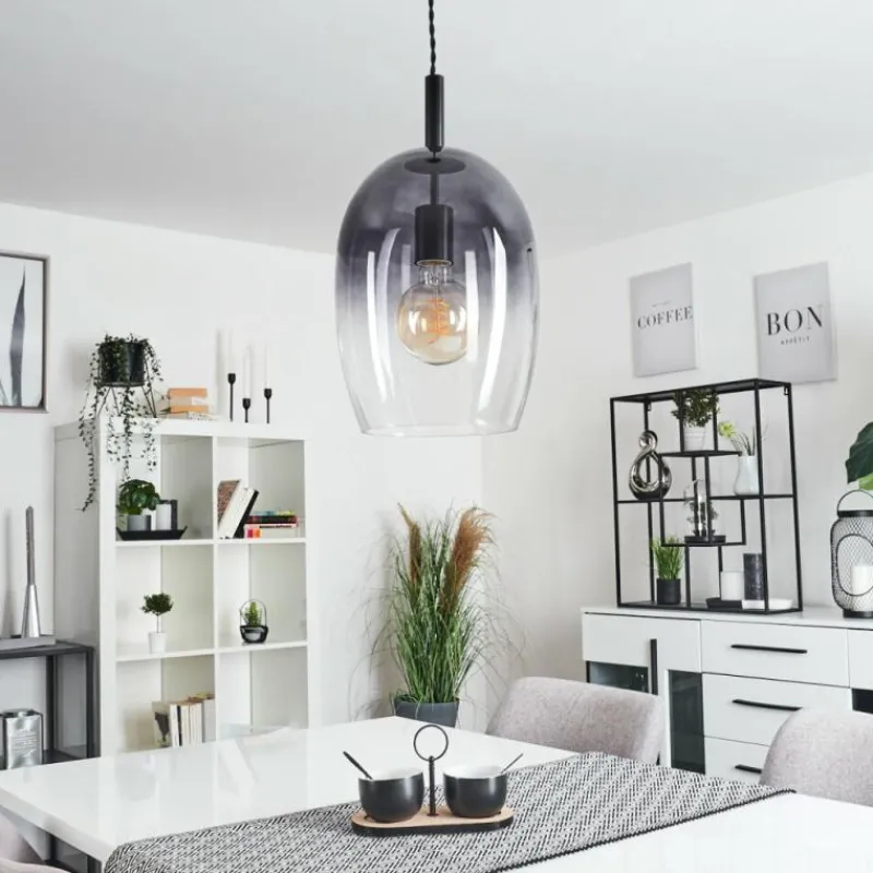 Suspension Verre Fumé-hofstein Suspension Magnano Noir, 1 lumière