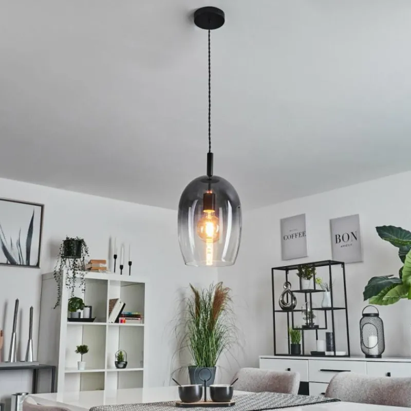 Suspension Verre Fumé-hofstein Suspension Magnano Noir, 1 lumière