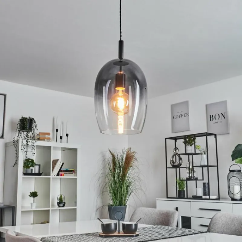 Suspension Verre Fumé-hofstein Suspension Magnano Noir, 1 lumière