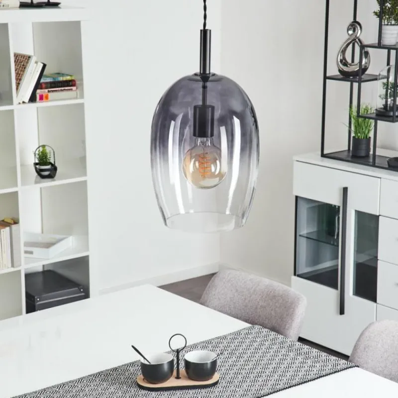 Suspension Verre Fumé-hofstein Suspension Magnano Noir, 1 lumière