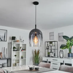 Suspension Verre Fumé-hofstein Suspension Magnano Noir, 1 lumière