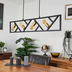 Lampes Dorées-hofstein Suspension Maillard Noir, 4 lumières