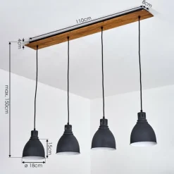 hofstein Suspension Malabe Bois foncé, Noir, 4 lumières
