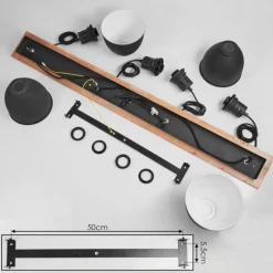 hofstein Suspension Malabe Bois foncé, Noir, 4 lumières