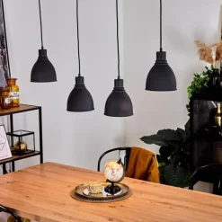 hofstein Suspension Malabe Bois foncé, Noir, 4 lumières