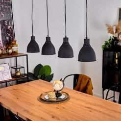 hofstein Suspension Malabe Bois foncé, Noir, 4 lumières