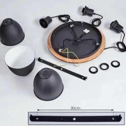 Lampes Vintages & Rétros-hofstein Suspension Malabe Bois foncé, Noir, 3 lumières