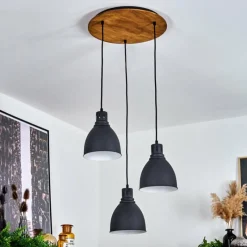 Lampes Vintages & Rétros-hofstein Suspension Malabe Bois foncé, Noir, 3 lumières