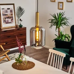 Suspension Verre Fumé-hofstein Suspension Maliali Gris, Laiton, 1 lumière