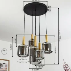 Lampes Dorées-hofstein Suspension Maliali Or, Laiton, Noir, 5 lumières