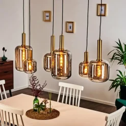 Lampes Dorées-hofstein Suspension Maliali Or, Laiton, Noir, 6 lumières