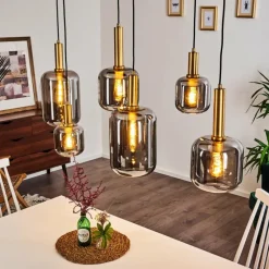 Lampes Dorées-hofstein Suspension Maliali Or, Laiton, Noir, 6 lumières