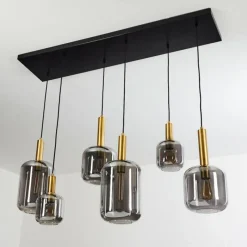 Lampes Dorées-hofstein Suspension Maliali Or, Laiton, Noir, 6 lumières