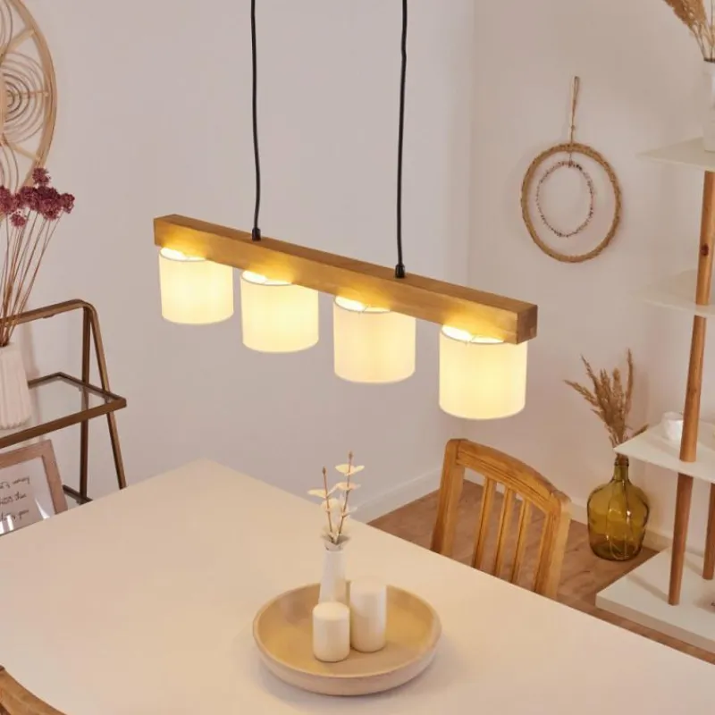 Lampes En Tissu-hofstein Suspension Malimea Écru, Noir, 4 lumières