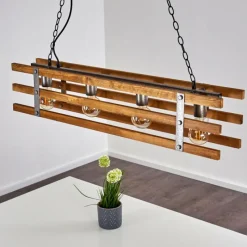 Lampes Vintages & Rétros-hofstein Suspension Mallard Bois clair, Argenté, 4 lumières