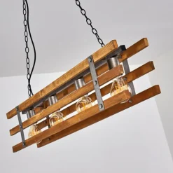 Lampes Vintages & Rétros-hofstein Suspension Mallard Bois clair, Argenté, 4 lumières