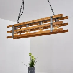 Lampes Vintages & Rétros-hofstein Suspension Mallard Bois clair, Argenté, 4 lumières