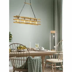 Lampes Vintages & Rétros-Luminaires Trio Suspension Mallard Bois clair, Argenté, 4 lumières
