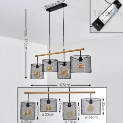 Lampes Vintages & Rétros-hofstein Suspension Manose Bois foncé, Noir, 4 lumières
