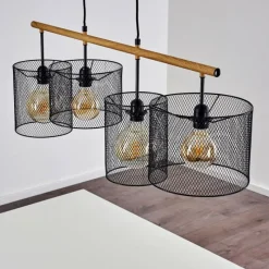 Lampes Vintages & Rétros-hofstein Suspension Manose Bois foncé, Noir, 4 lumières