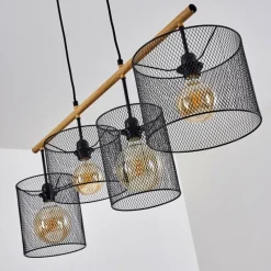 Lampes Vintages & Rétros-hofstein Suspension Manose Bois foncé, Noir, 4 lumières