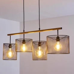 Lampes Vintages & Rétros-hofstein Suspension Manose Bois foncé, Noir, 4 lumières