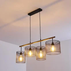 Lampes Vintages & Rétros-hofstein Suspension Manose Bois foncé, Noir, 4 lumières