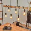 Lampes Vintages & Rétros-hofstein Suspension Mantigan Bois clair, Noir, 6 lumières