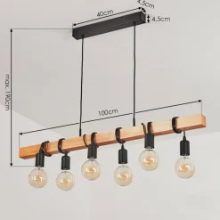 Lampes Vintages & Rétros-hofstein Suspension Mantigan Bois clair, Noir, 6 lumières