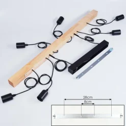 Lampes Vintages & Rétros-hofstein Suspension Mantigan Bois clair, Noir, 6 lumières