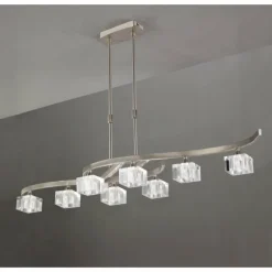 Luminaires Mantra Suspension Mantra Cuadrax Nickel mat, 8 lumières