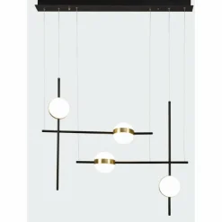 Lampes Dorées-Luminaires Mantra Suspension Mantra CUBA LED Or, Noir, 1 lumière