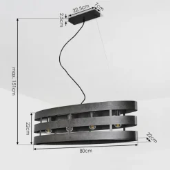 hofstein Suspension Maracoa Noir, 4 lumières