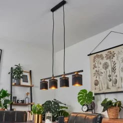 Lampes En Tissu-hofstein Suspension Marbach Noir, 4 lumières