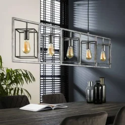 Lampes Vintages & Rétros-hofstein Suspension Marcon Argenté, 5 lumières