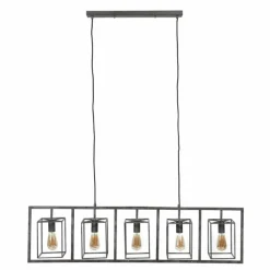 Lampes Vintages & Rétros-hofstein Suspension Marcon Argenté, 5 lumières