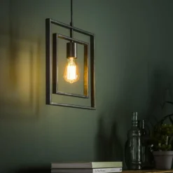 Lampes Vintages & Rétros-hofstein Suspension Marcon Gris, 1 lumière