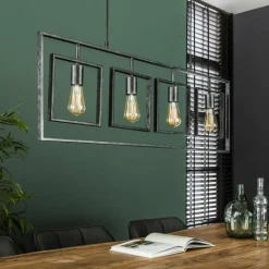 Lampes Vintages & Rétros-hofstein Suspension Marcon  Gris, 4 lumières